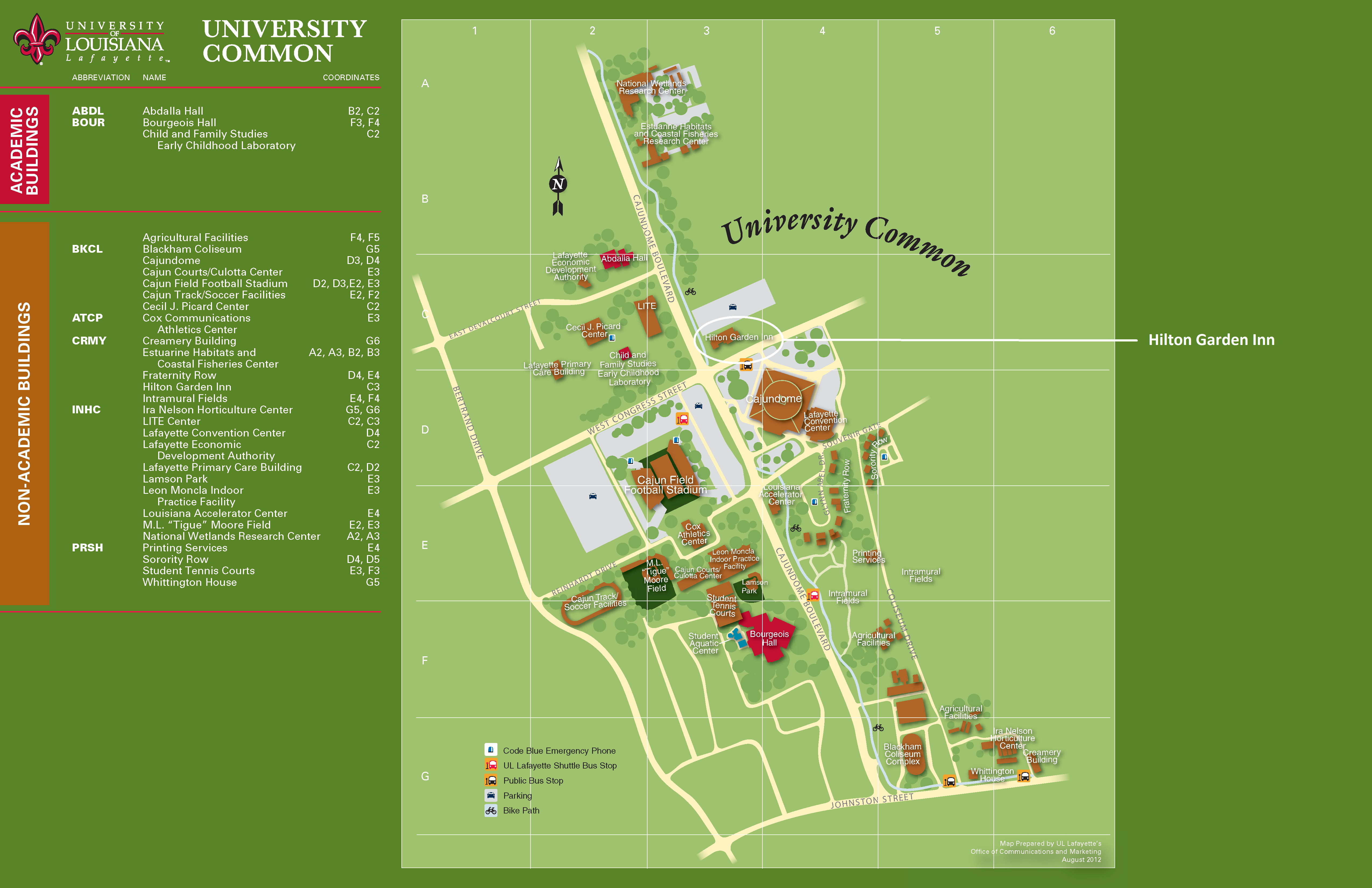 UL Lafayette Campus Map University of Louisiana at Lafayette